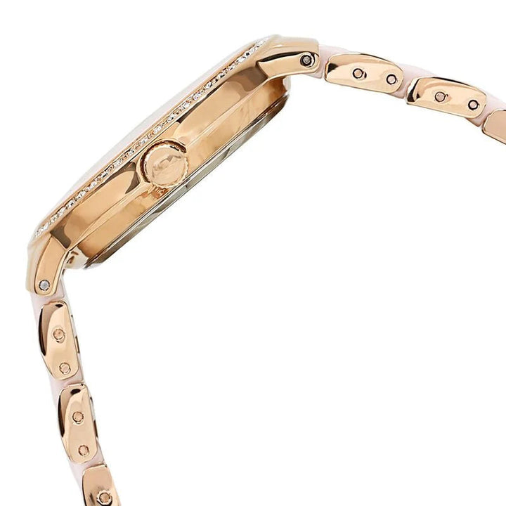 Anne Klein Quartz Analog Mother Of Pearl Dial Ceramic Strap Watch For Women