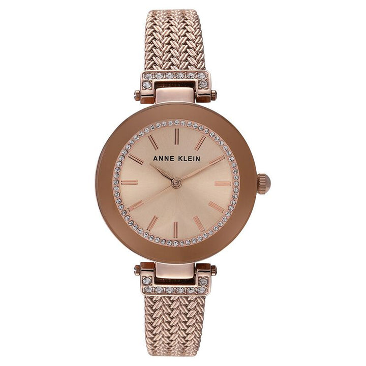 Anne Klein Quartz Analog Rose Gold Dial Metal Strap Watch For Women