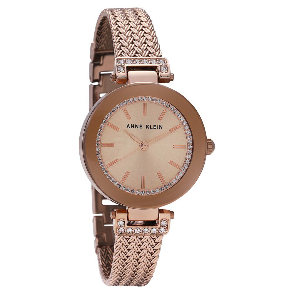 Anne Klein Quartz Analog Rose Gold Dial Metal Strap Watch For Women