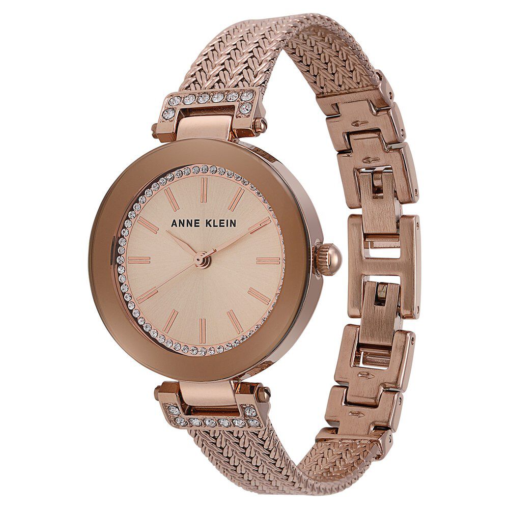 Anne Klein Quartz Analog Rose Gold Dial Metal Strap Watch For Women