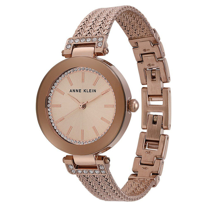Anne Klein Quartz Analog Rose Gold Dial Metal Strap Watch For Women