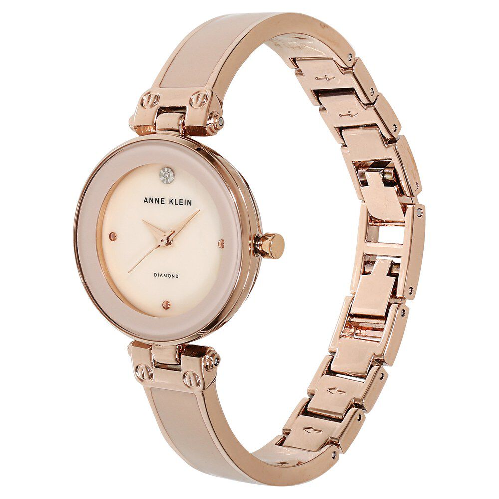 Anne Klein Quartz Analog Mother Of Pearl Dial Metal Strap Watch For Women