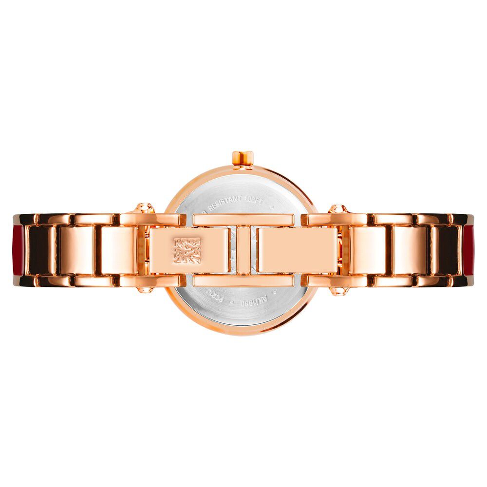 Anne Klein Quartz Analog Maroon Dial Metal Strap Watch For Women