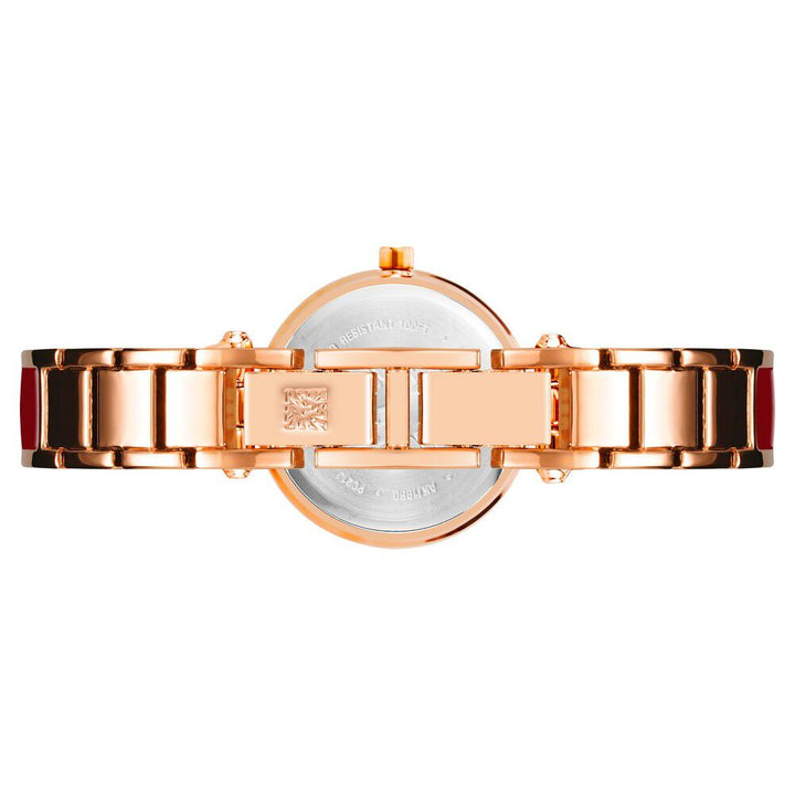 Anne Klein Quartz Analog Maroon Dial Metal Strap Watch For Women