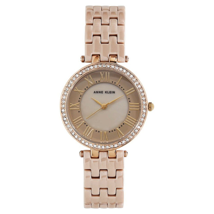 Anne Klein Quartz Analog Mother of Pearl Dial Ceramic Strap Watch for Women NEAK2130TNGB