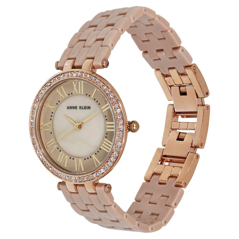 Anne Klein Quartz Analog Mother of Pearl Dial Ceramic Strap Watch for Women NEAK2130TNGB