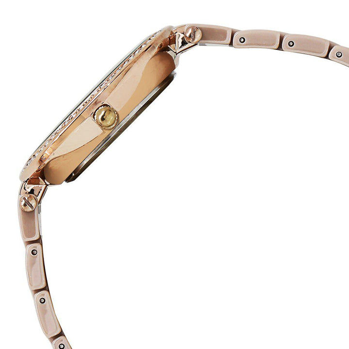 Anne Klein Quartz Analog Mother of Pearl Dial Ceramic Strap Watch for Women NEAK2130TNGB