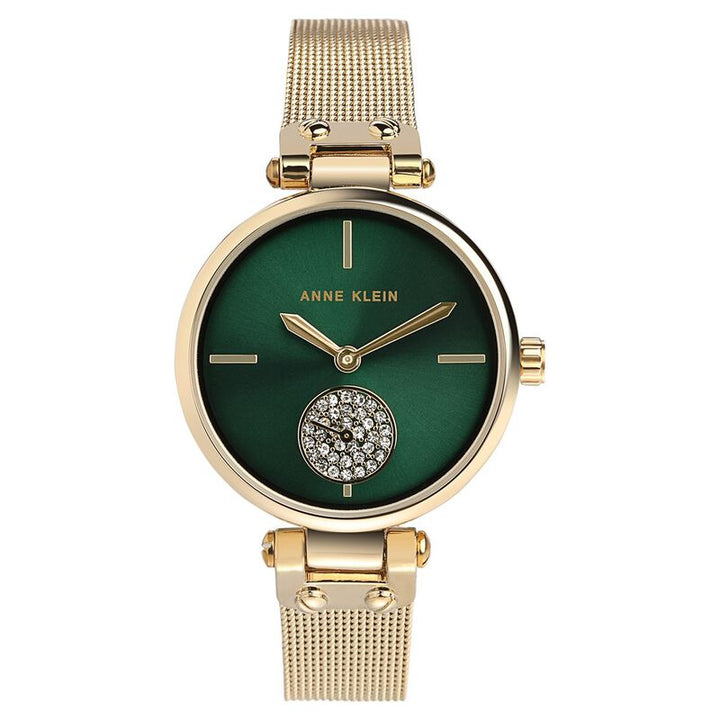 Anne Klein Quartz Analog Green Dial Metal Strap Watch For Women