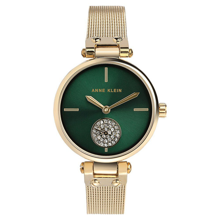 Anne Klein Quartz Analog Green Dial Metal Strap Watch for Women NEAK3000GNGB