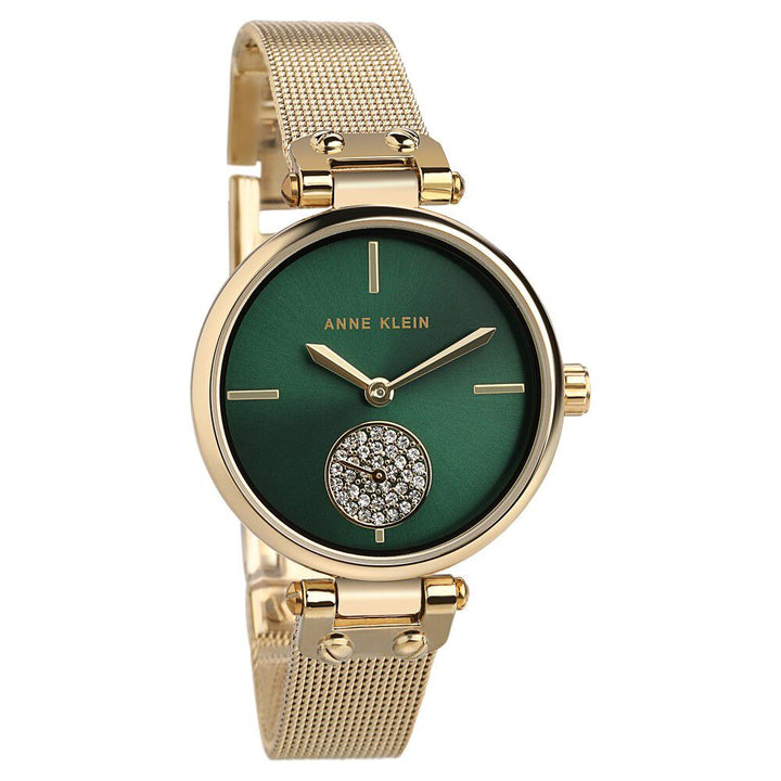 Anne Klein Quartz Analog Green Dial Metal Strap Watch for Women NEAK3000GNGB