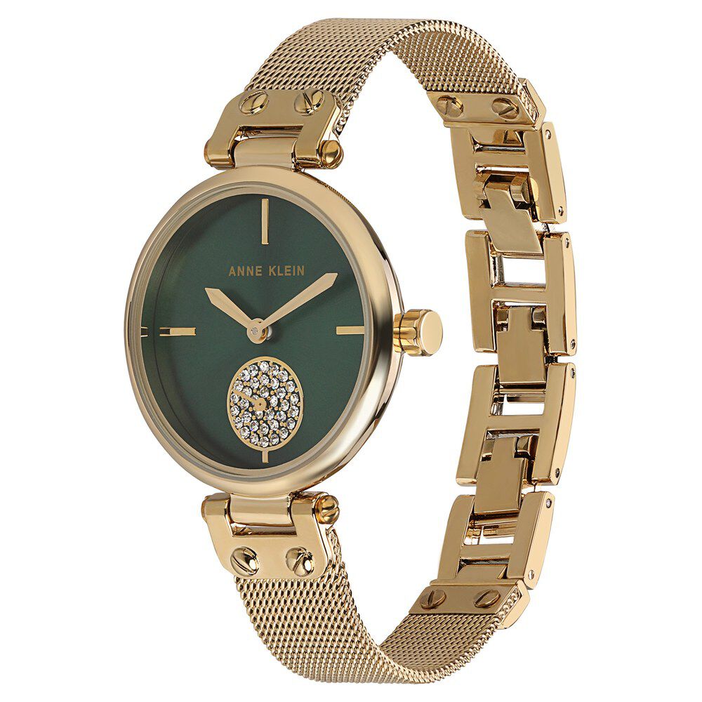 Anne Klein Quartz Analog Green Dial Metal Strap Watch for Women NEAK3000GNGB