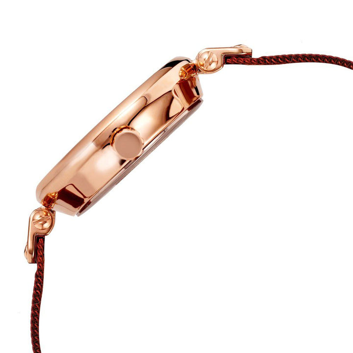 Anne Klein Quartz Analog Maroon Dial Metal Strap Watch for Women NEAK3000RGBY