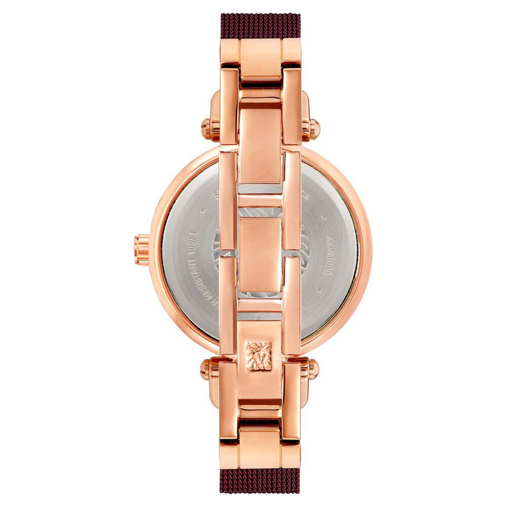 Anne Klein Quartz Analog Maroon Dial Metal Strap Watch for Women NEAK3000RGBY