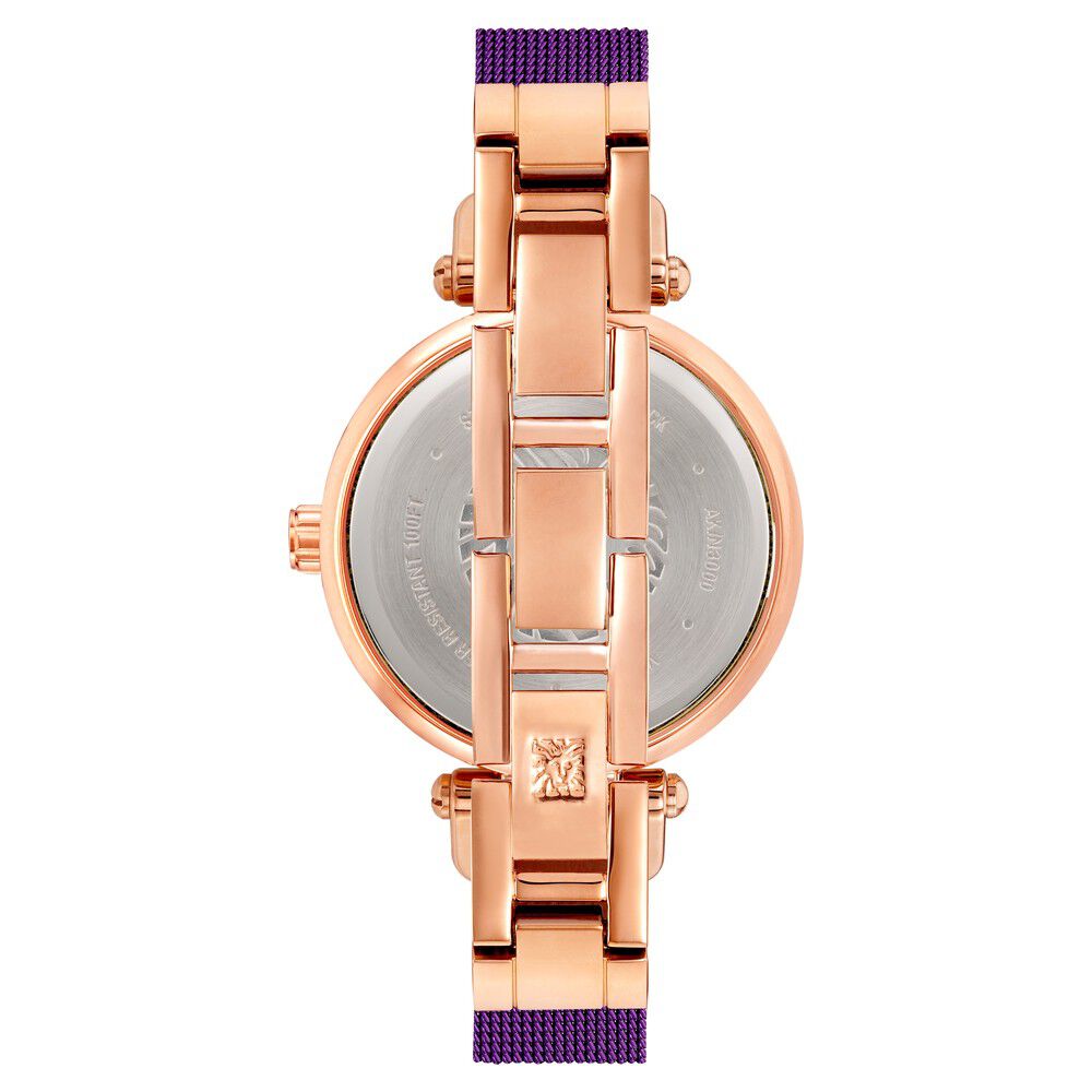 Anne Klein Quartz Analog Purple Dial Stainless Steel Strap Watch for Women