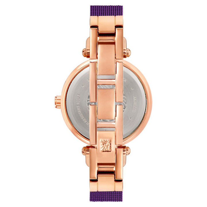 Anne Klein Quartz Analog Purple Dial Stainless Steel Strap Watch for Women