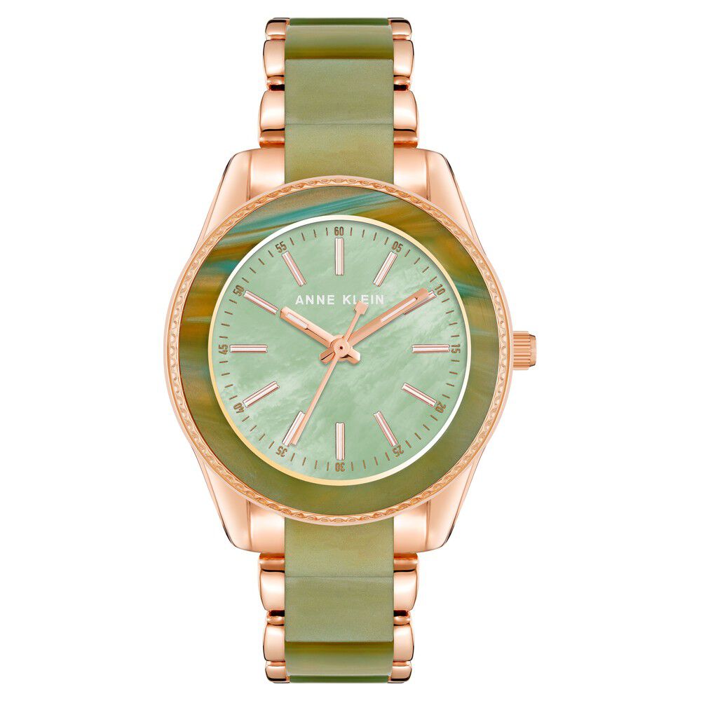 Anne Klein Quartz Analog Green Dial Plastic Strap Watch for Women