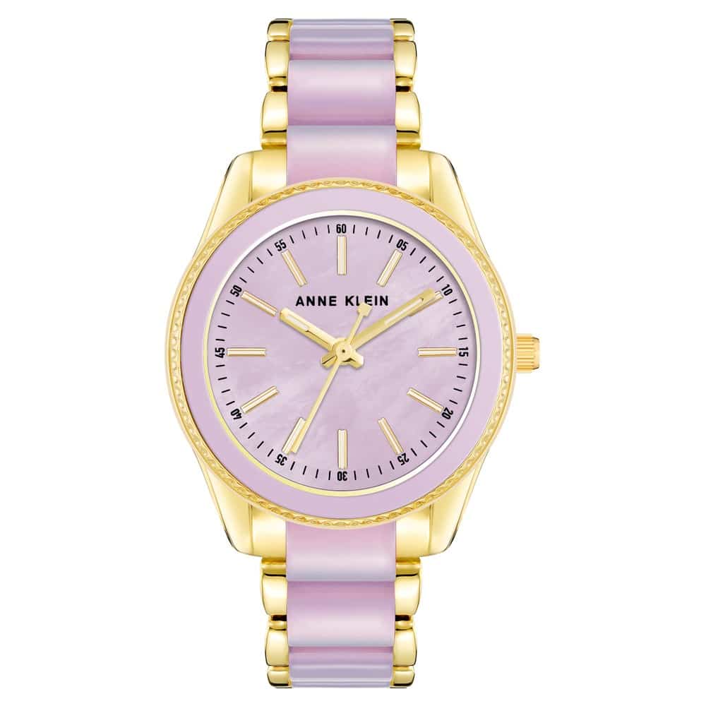 Anne Klein Quartz Analog Purple Dial Plastic Strap Watch for Women