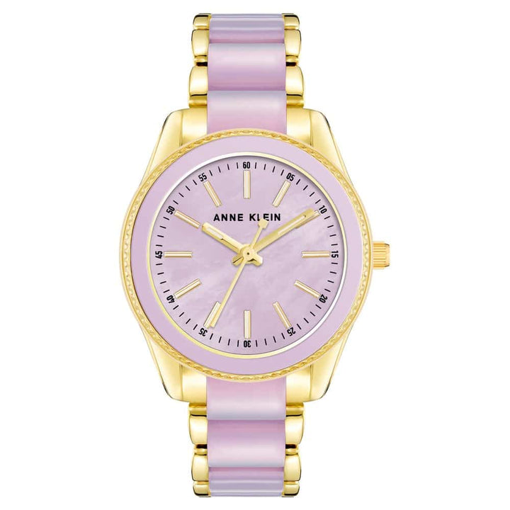 Anne Klein Quartz Analog Purple Dial Plastic Strap Watch for Women