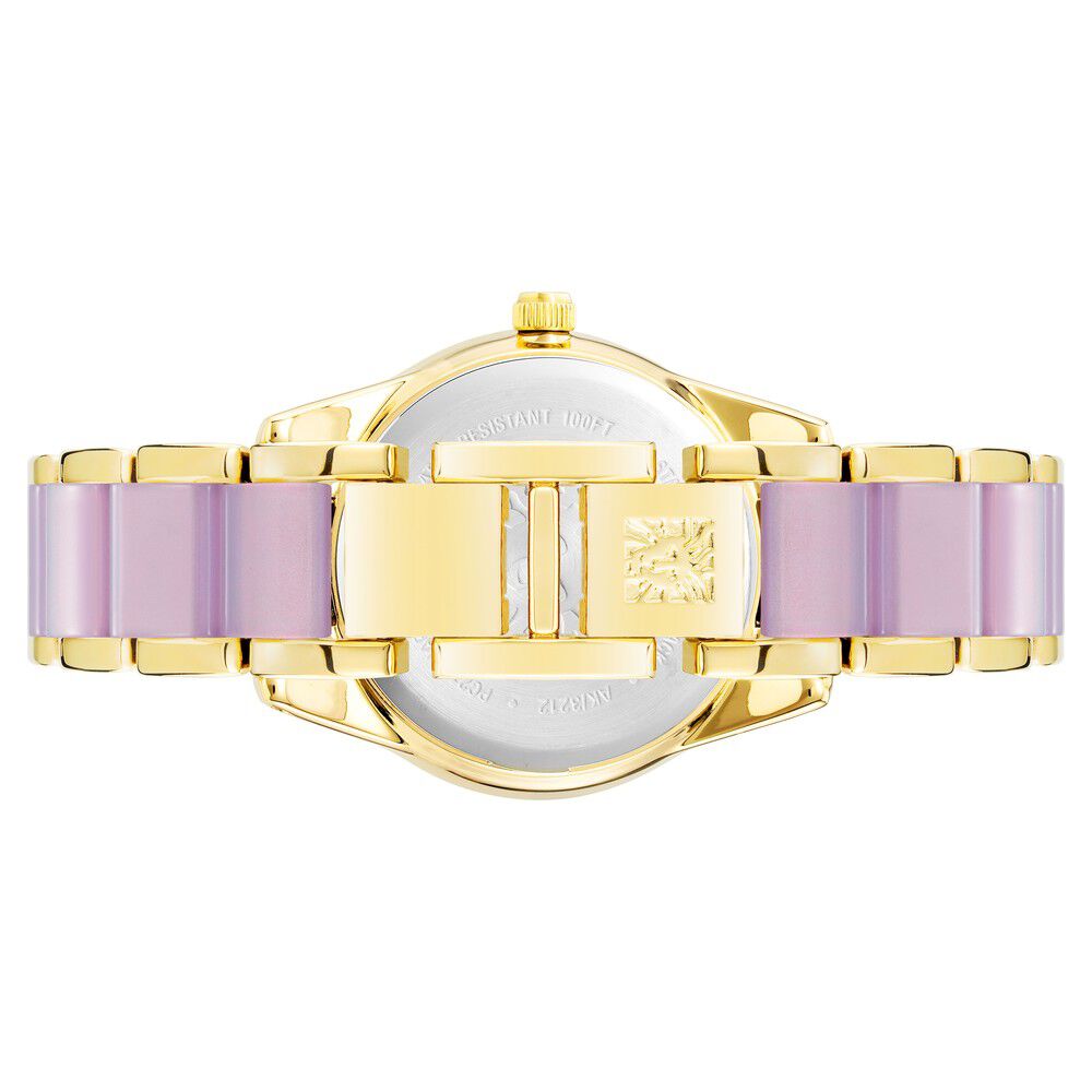 Anne Klein Quartz Analog Purple Dial Plastic Strap Watch for Women