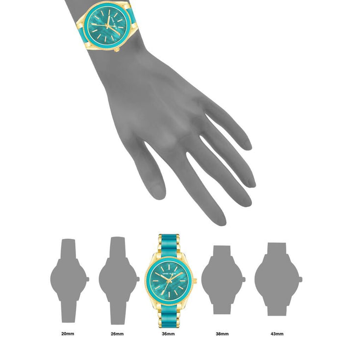 Anne Klein Quartz Analog Teal dial Metal Strap Watch for Women AK3214TEGB