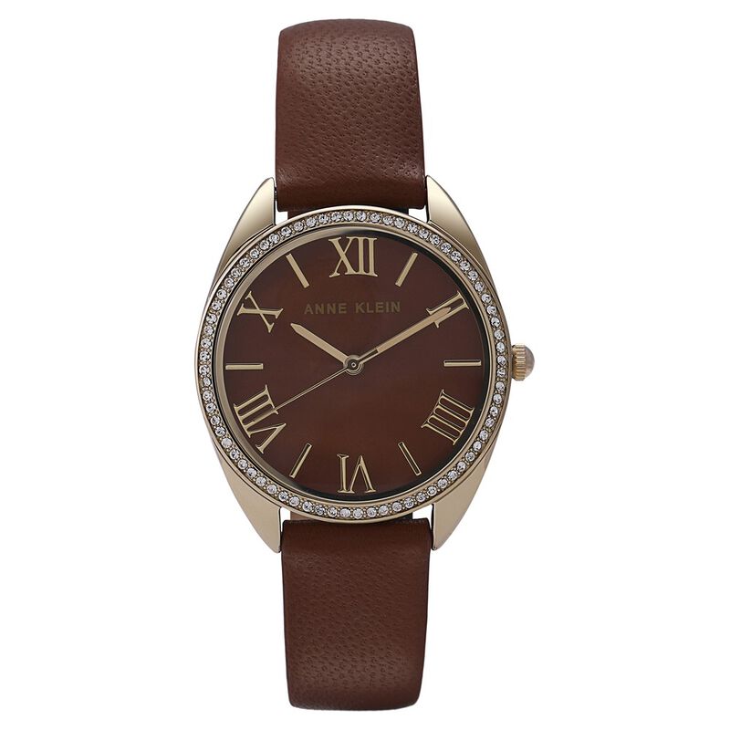 Anne Klein Quartz Analog Brown Dial Leather Strap Watch For Women