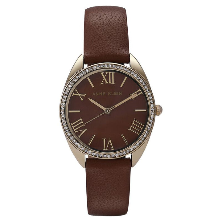 Anne Klein Quartz Analog Brown Dial Leather Strap Watch For Women