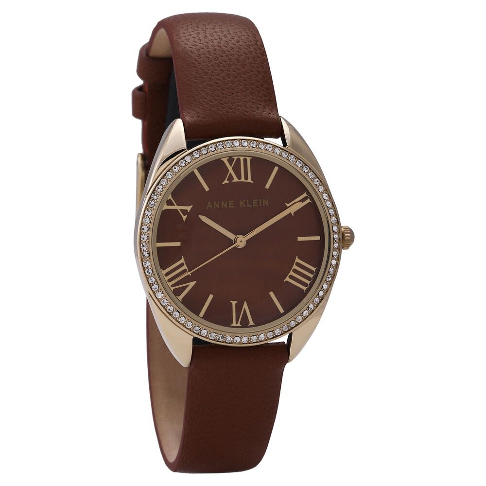 Anne Klein Quartz Analog Brown Dial Leather Strap Watch For Women