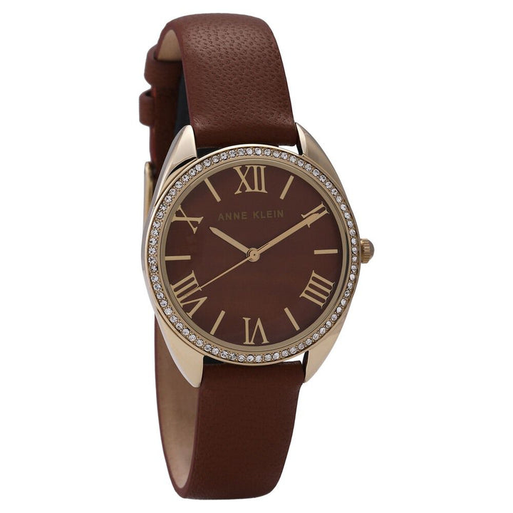 Anne Klein Quartz Analog Brown Dial Leather Strap Watch For Women