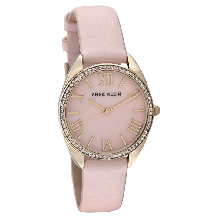 Anne Klein Quartz Analog Pink Dial Leather Strap Watch For Women