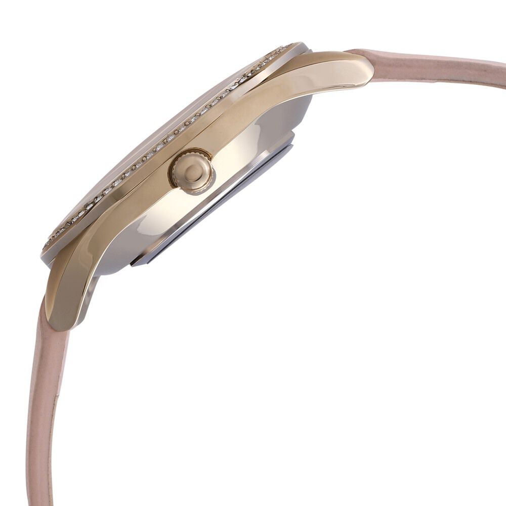 Anne Klein Quartz Analog Pink Dial Leather Strap Watch For Women