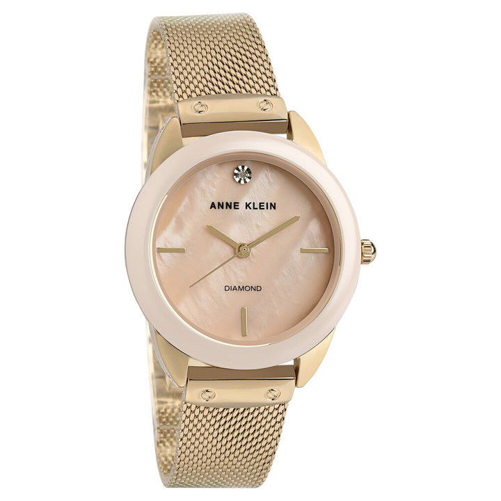 Anne Klein Quartz Analog Mother Of Pearl Dial Ceramic Strap Watch For Women