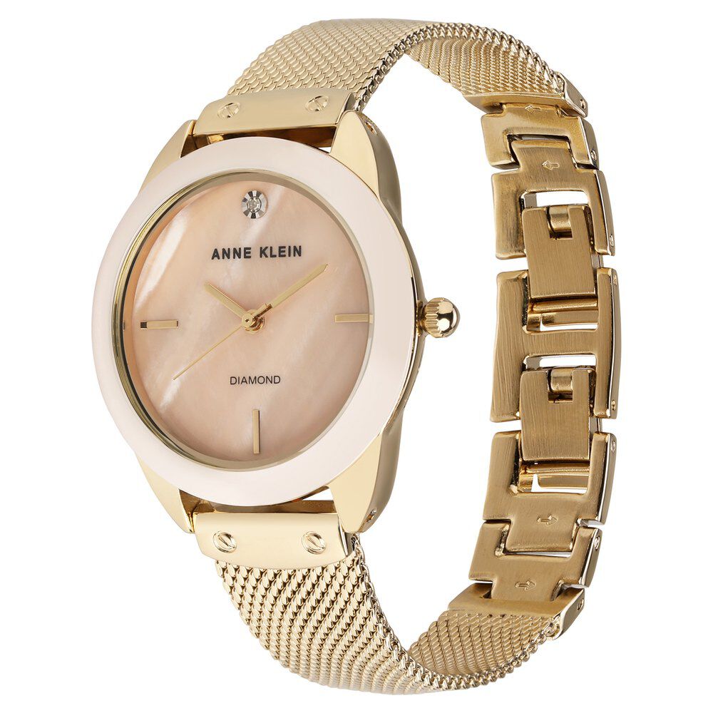 Anne Klein Quartz Analog Mother Of Pearl Dial Ceramic Strap Watch For Women