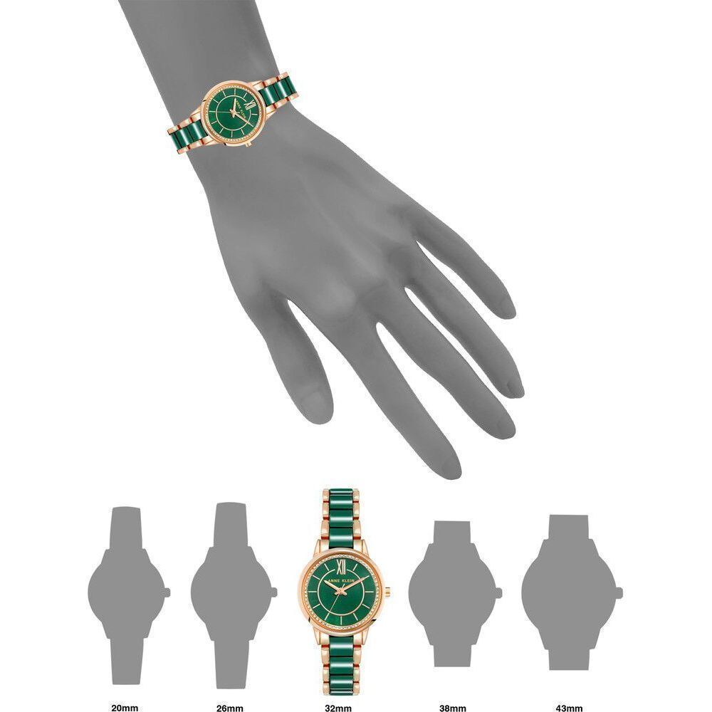 Anne Klein Quartz Analog Green Dial Ceramic Strap Watch for Women