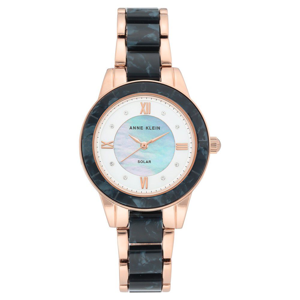 Anne Klein Quartz Analog Mother Of Pearl Dial Plastic Strap Watch For Women