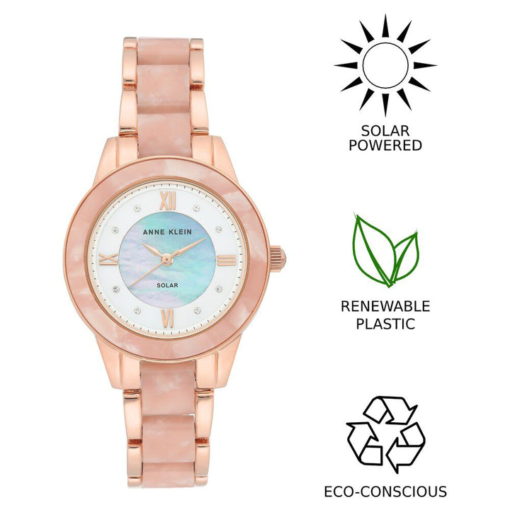 Anne Klein Quartz Analog Mother Of Pearl Dial Plastic Strap Watch For Women