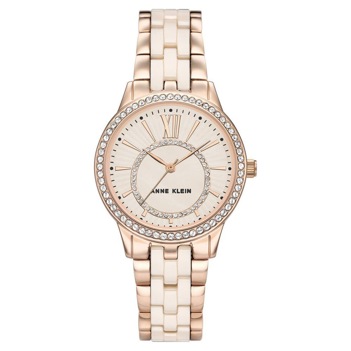 Anne Klein Quartz Analog Pink Dial Ceramic Strap Watch for Women NEAK3672LPRG