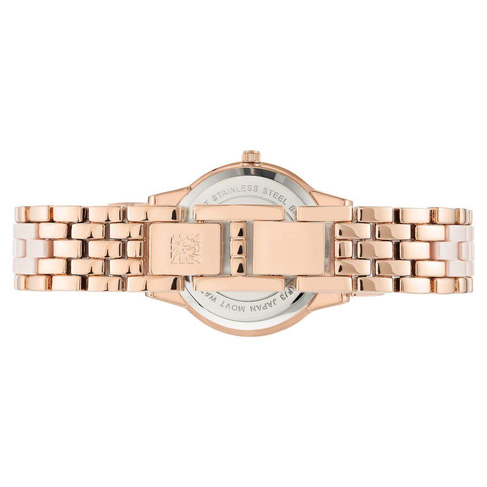 Anne Klein Quartz Analog Pink Dial Ceramic Strap Watch for Women NEAK3672LPRG
