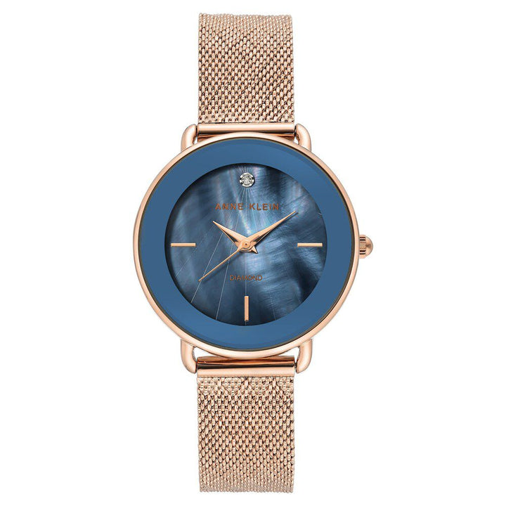 Anne Klein Quartz Analog Blue Dial Metal Strap Watch for Women NDAK3686NVRG
