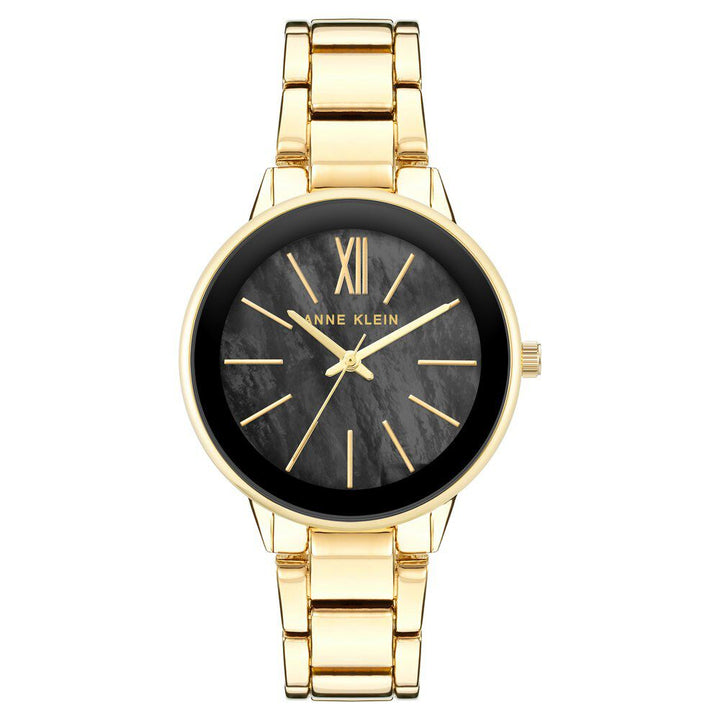 Anne Klein Quartz Analog Black Dial Metal Strap Watch for Women NDAK3750BMGB