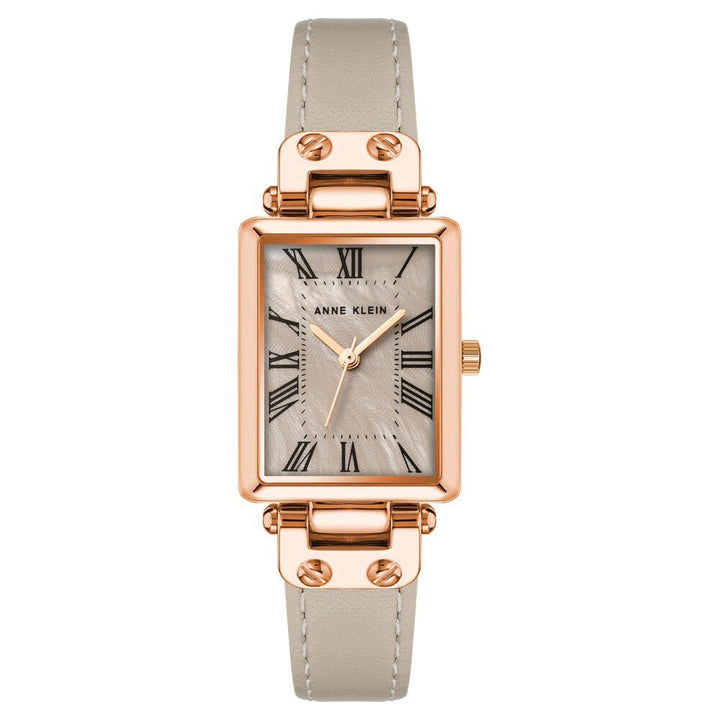 Anne Klein Quartz Analog Grey Dial Leather Strap Watch for Women NEAK3752RGTP