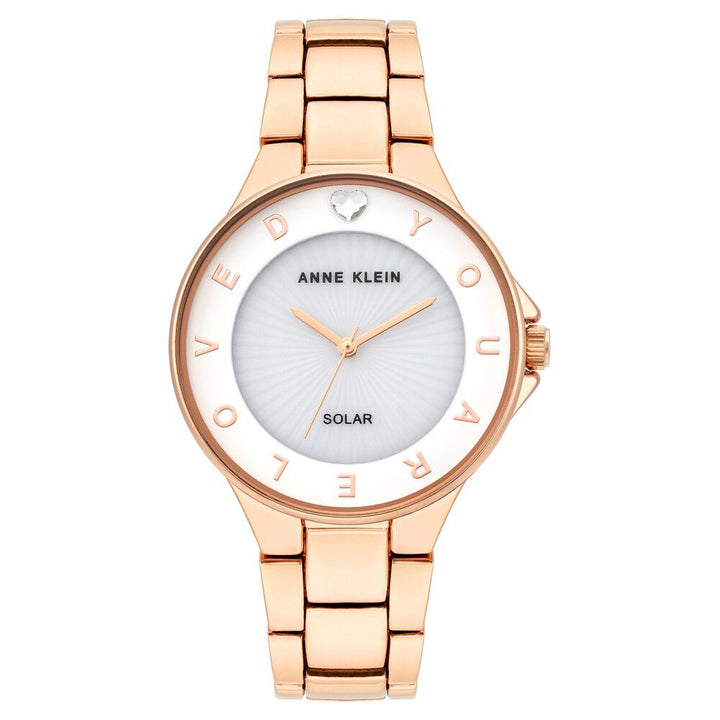 Anne Klein Quartz Analog White Dial Metal Strap Watch for Women NDAK3866WTRG