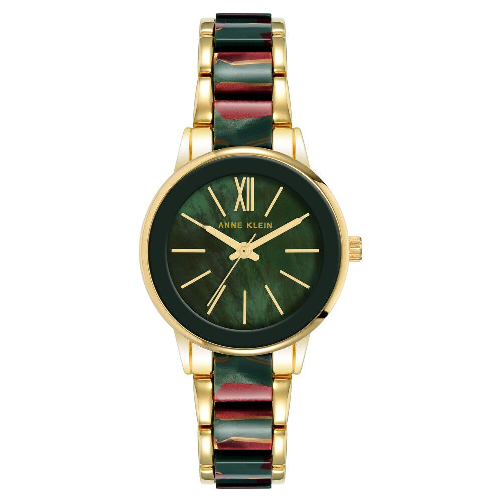 Anne Klein Quartz Analog Green Dial Plastic Strap Watch for Women NEAK3878GMGN