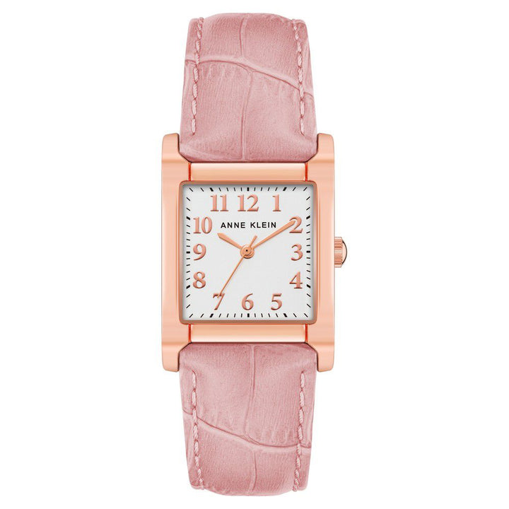 Anne Klein Quartz Analog Silver Dial Leather Strap Watch for Women NDAK3888RGPK