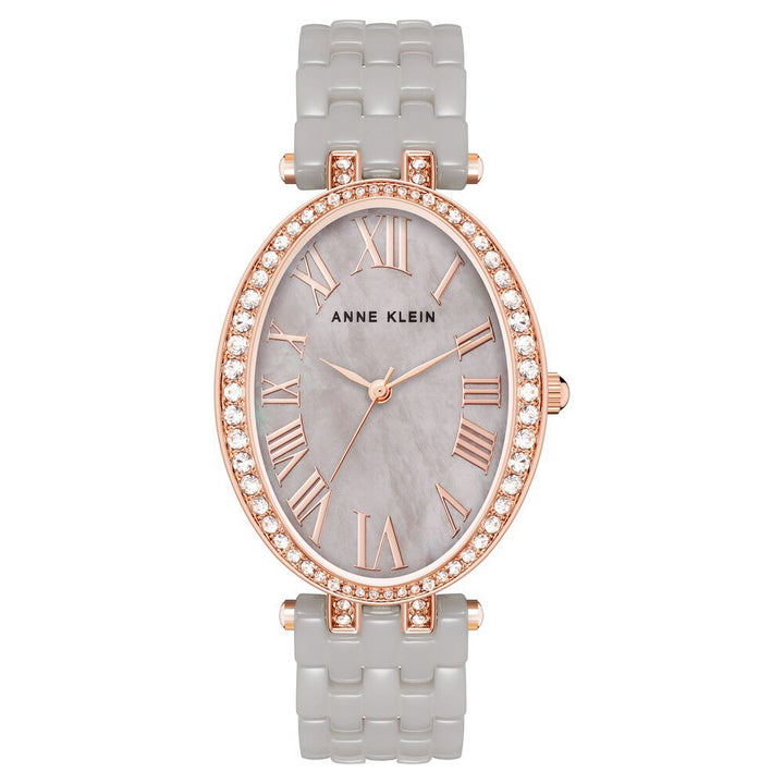 Anne Klein Quartz Analog Brown Dial Ceramic Strap Watch for Women NEAK3900RGTP