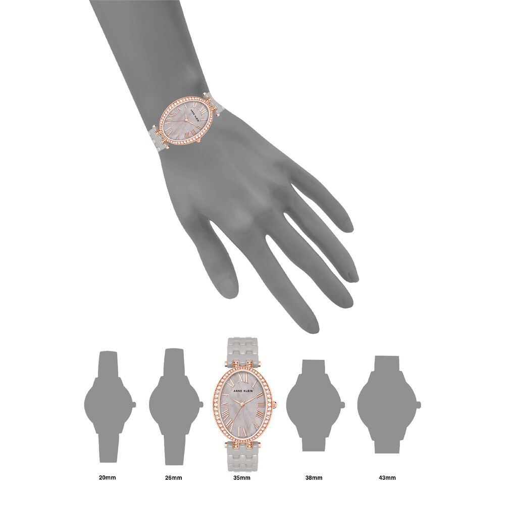 Anne Klein Quartz Analog Brown Dial Ceramic Strap Watch For Women