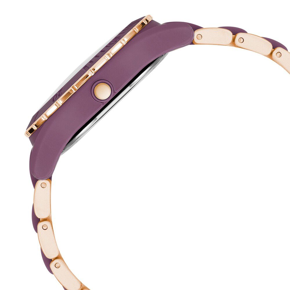 Anne Klein Quartz Analog Purple Dial Plastic Strap Watch for Women NEAK3910PRRG