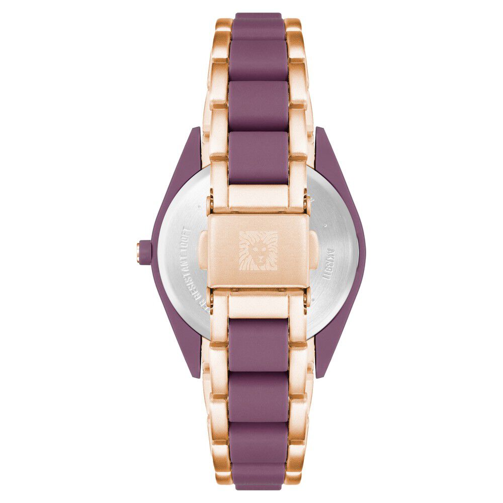 Anne Klein Quartz Analog Purple Dial Plastic Strap Watch for Women NEAK3910PRRG