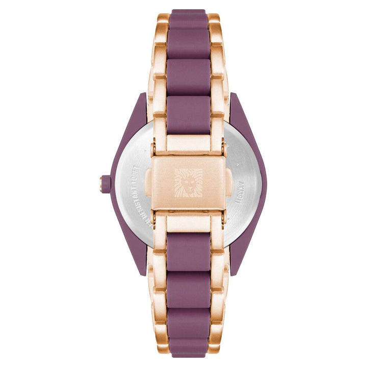 Anne Klein Quartz Analog Purple Dial Plastic Strap Watch for Women NEAK3910PRRG