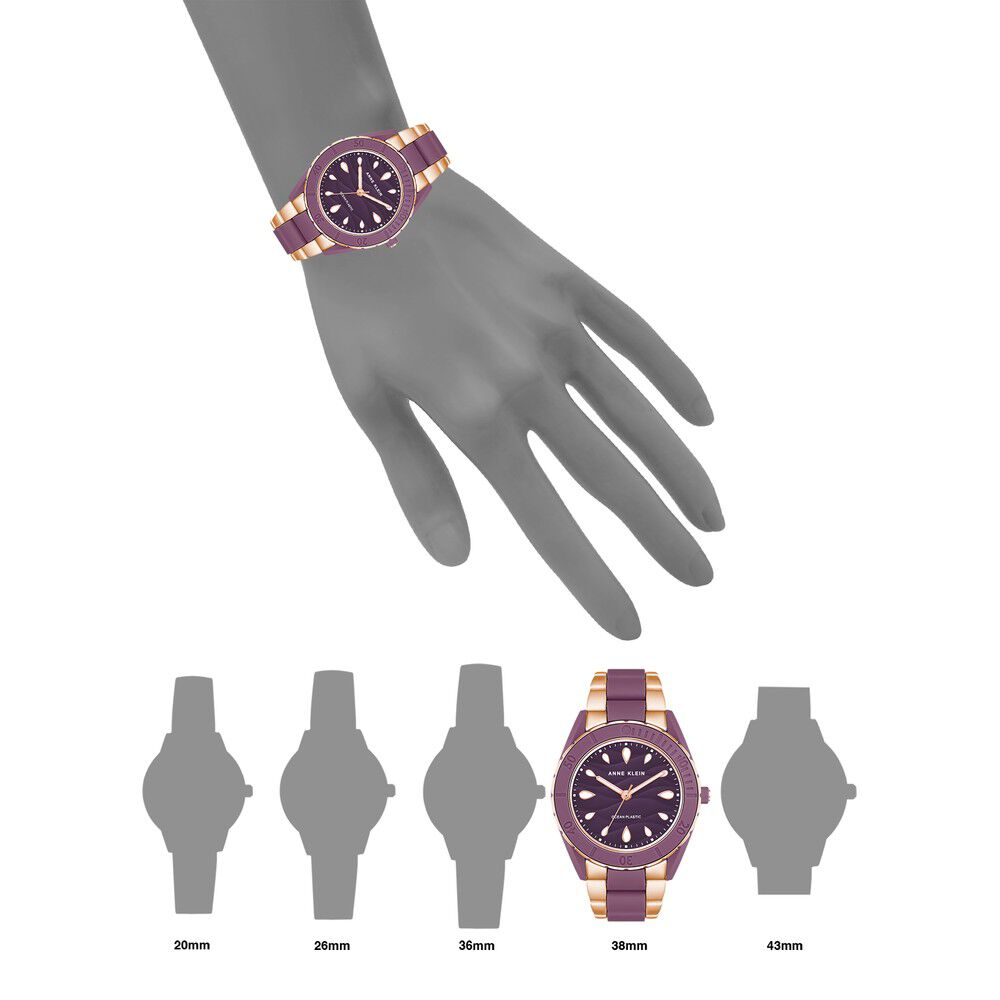 Anne Klein Quartz Analog Purple Dial Plastic Strap Watch for Women