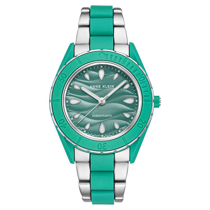 Anne Klein Quartz Analog Green Dial Plastic Strap Watch for Women